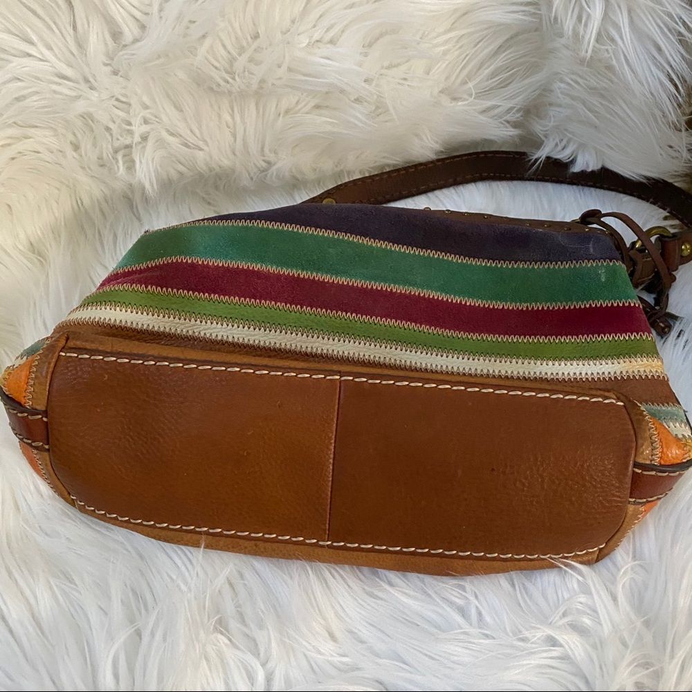 Fossil patchwork suede $ leather multi hobo bag - Picture 5 of 11